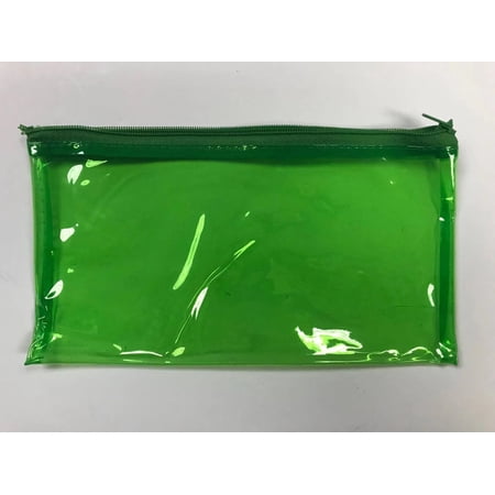 12 PCS LIGHT GREEN Zipper Makeup Bag Pencil Pouch Travel Accessories Holder Clear Transparent