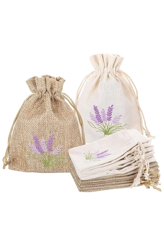 12 PCS Lavender Bags, Sachet Empty Bags Small Jute Bag with Drawstring Cotton Linen Pouch for Filling Spice Jewellery Wedding