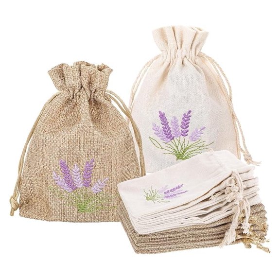 12 PCS Lavender Bags, Sachet Empty Bags Small Jute Bag with Drawstring Cotton Linen Pouch for Filling Spice Jewellery Wedding