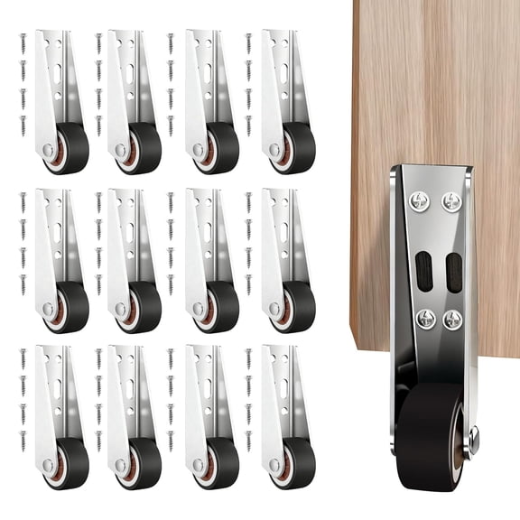 12 PCS Low Profile Casters, 500 Lbs Small Silent Side Mount Casters, Silent Rubber Low Profile Caster Wheels for Sagging Door Repair, Furniture, Drawer, Underbed Storage, Sliding Door, Room Door