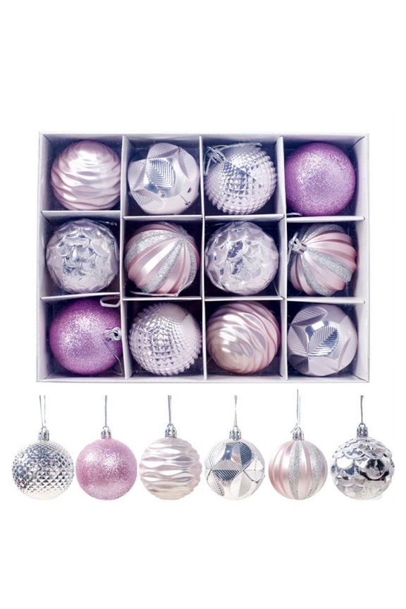 12 PCS Luxury Christmas Shatterproof Christmas Balls Christmas Ornaments Household Hanging Decoration Ball For Christmas Tree