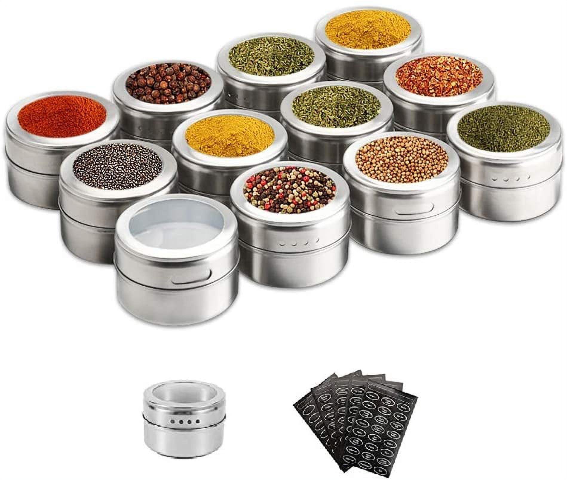 Impresa Large 4oz Magnetic Spice Jars - Glass [15 Pack] 