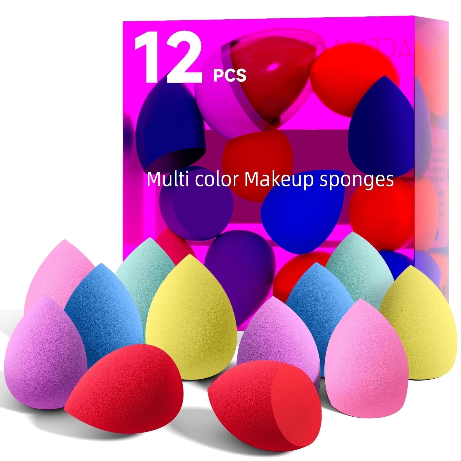 12 PCS Makeup Sponge Set and 1 Sponge Holder, Makeup Sponges for Foundation, Beauty Sponge Set with Multiple Colors, Face Sponges for Liquid, Cream and Powder