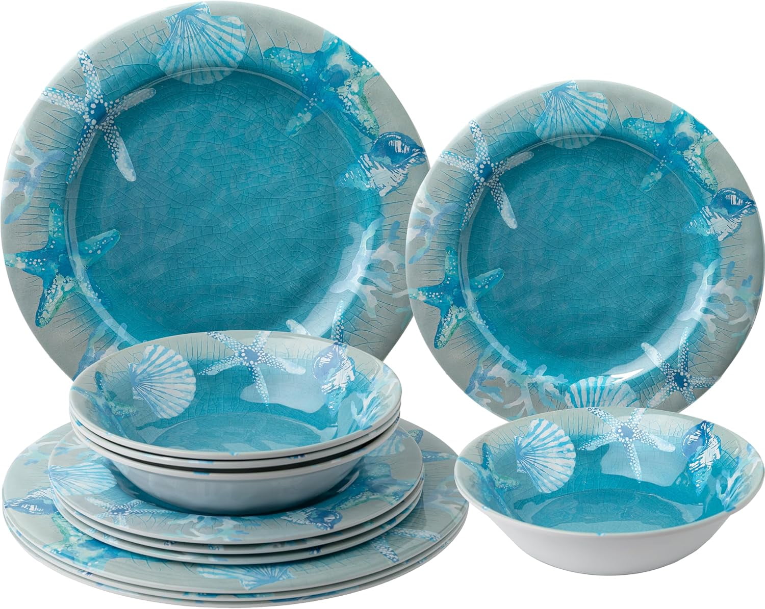 Dinnerware Set Melamine Camper Plates 12 PCS Melamine Dinnerware