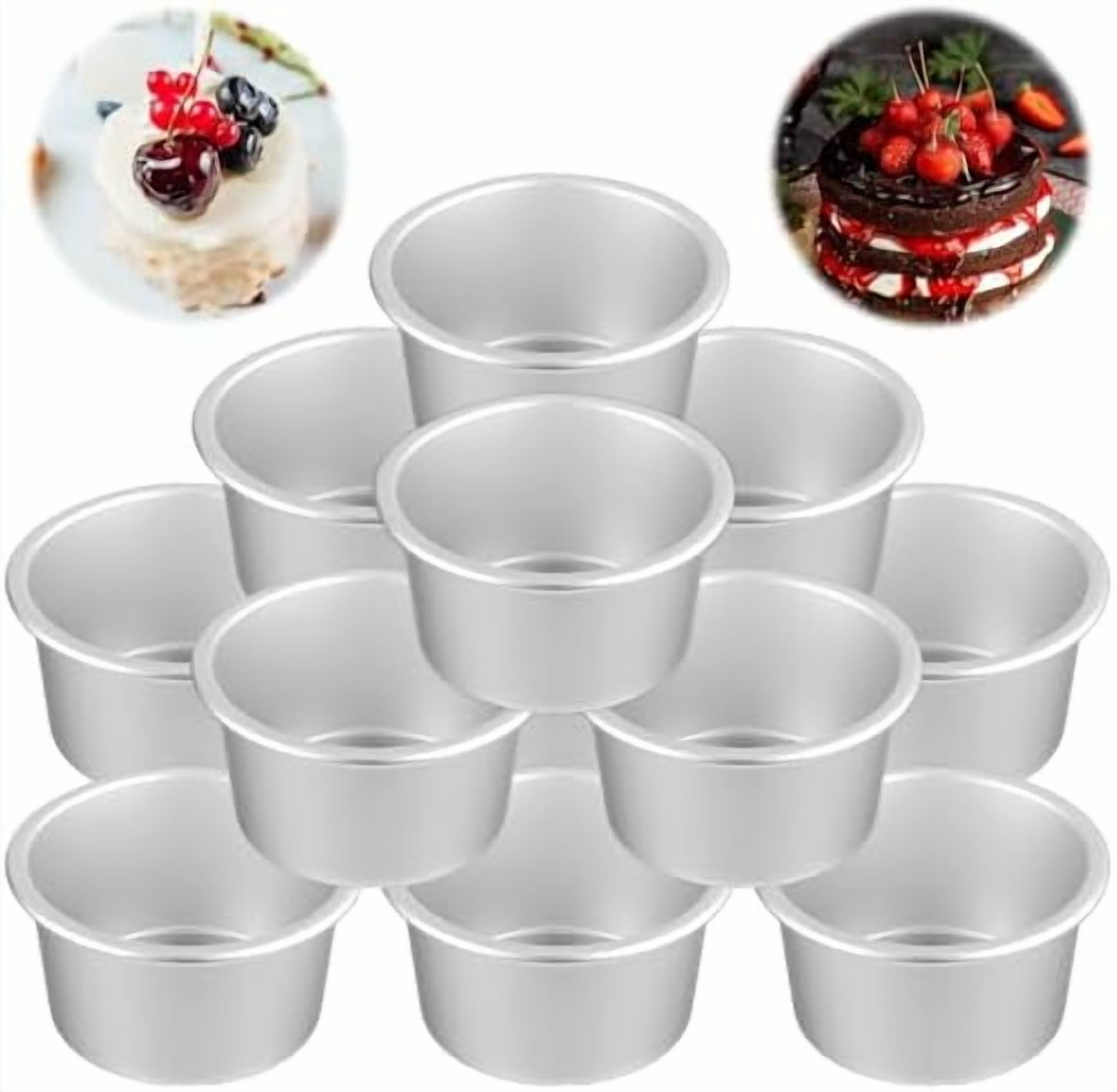 12 PCS Mini Aluminum Round Cake Pans, Nonstick Pudding Baking Molds for ...