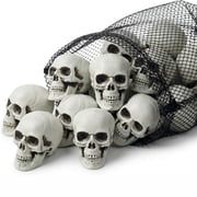 12 PCS Mini Realistic Skull Heads, 2 Inch Small Plastic Skeleton Skulls Halloween Decorations, Gothic Home Table Decor, Haunted House Party Props, DIY Craft Skull Ornaments