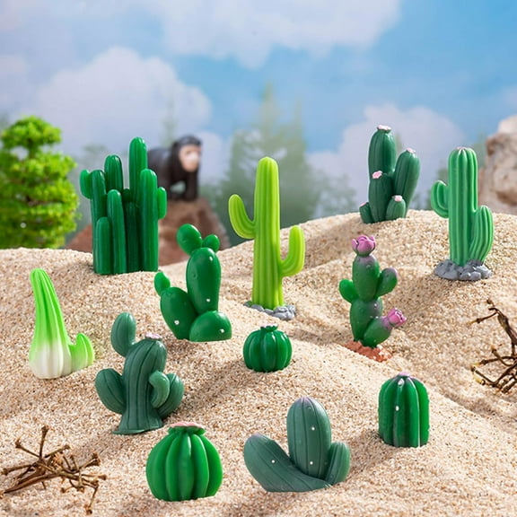 12 PCS Mini Resin Cacatus Plants, Fairy Garden Accessories, Miniature Figurines, Micro Landscape Ornaments