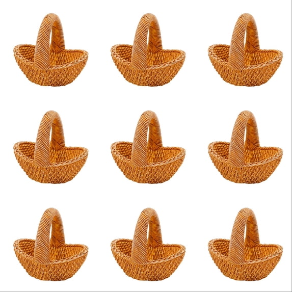 12 PCS Mini Woven Basket Set - 2.3 Resin Baskets in Assorted Colors for Decoration, Easter Party Favors, Photography, Miniature Scenes, Dollhouse Crafts, and Home Ornament Display