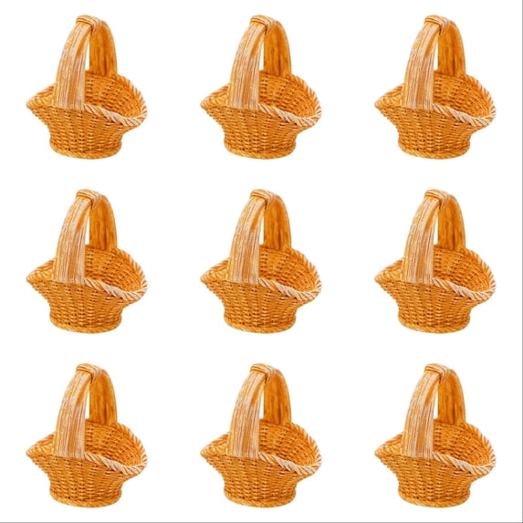12 PCS Mini Woven Basket Set - 2.3 Resin Baskets in Assorted Colors for Decoration, Easter Party Favors, Photography, Miniature Scenes, Dollhouse Crafts, and Home Ornament Display