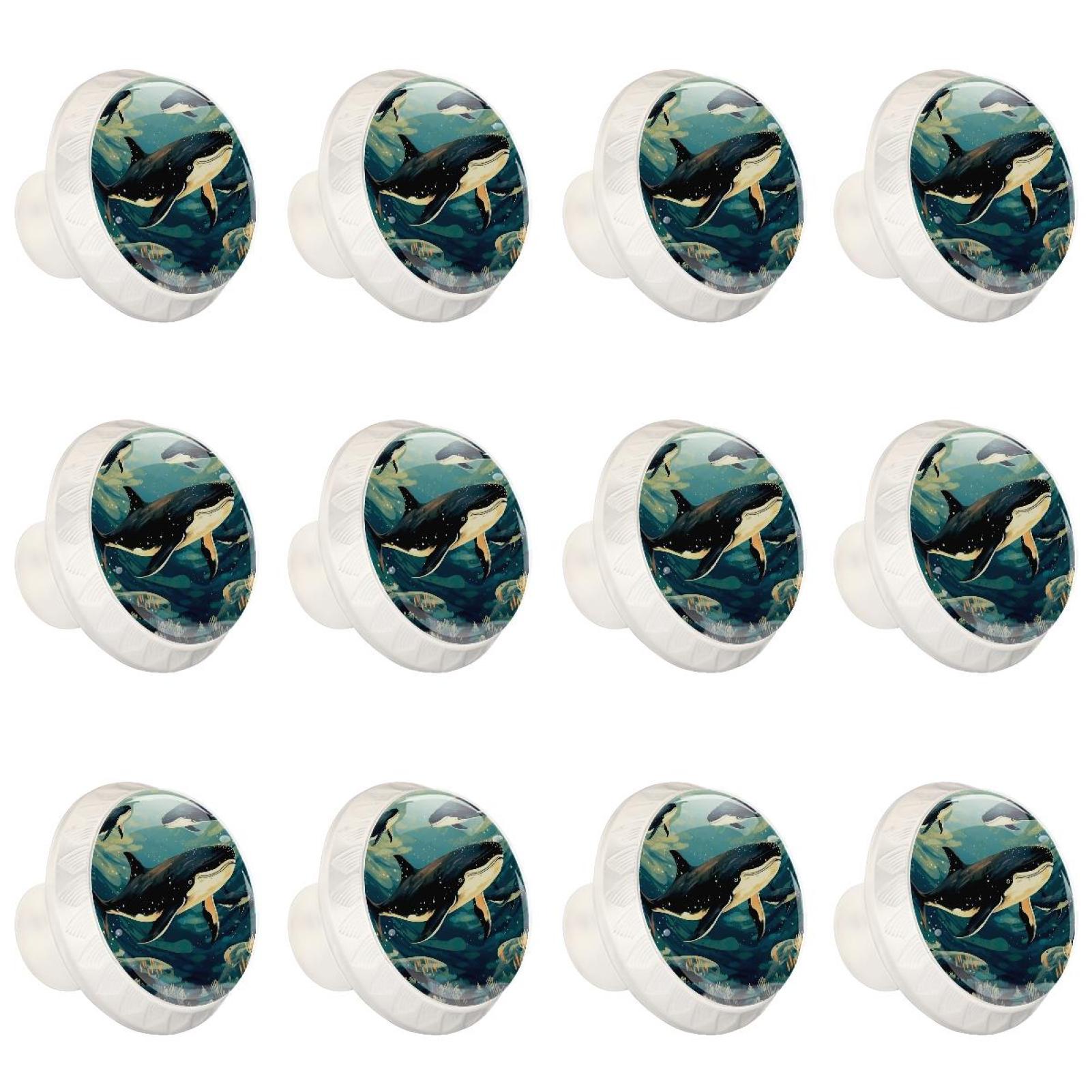 12 PCS Modern Knobs, Bathroom Drawer Handles, Whale Handle