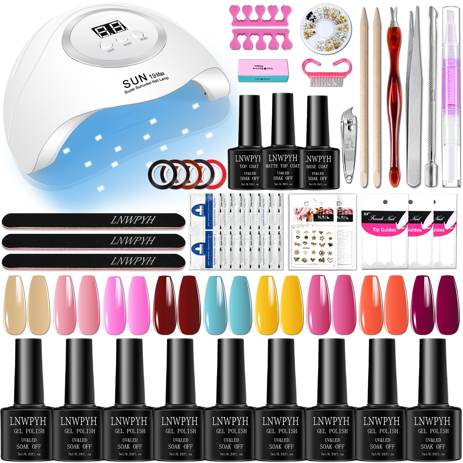 12 PCS Gel Nail Polish Kit with UV LED Nail Lamp, Manicure Tools
