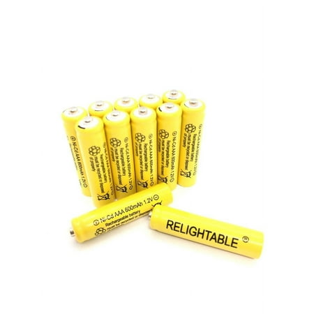 12-PCS NiCd AAA 600mAh Ni-Cad Batteries for Solar-Powered RELIGHTABLE Light B12