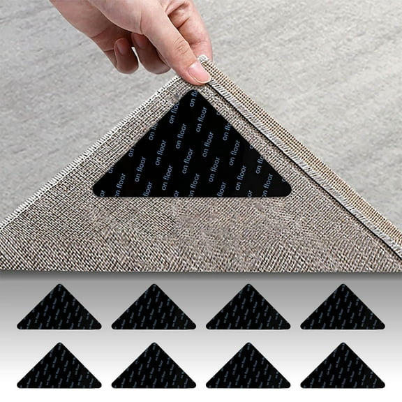 12 PCS Non Slip Rug Grippers, ZzCityTK Vacuum Tech Rug Pads Keep Rugs in Place, Easy Peel Adhesive Underlay for Hardwood Tile Floors Bathroom Kitchen