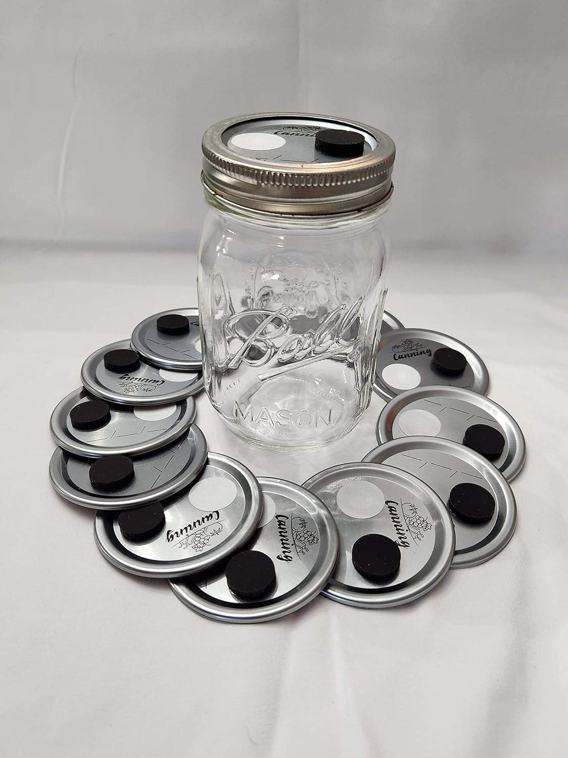 12 PCS Of Regular Mouth Mason Jar Lids With Injection Port & Synthetic Filter For Mycology