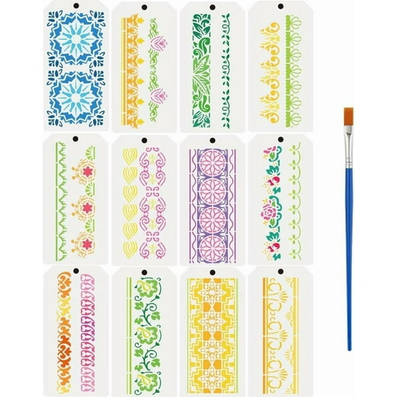 12 PCS Ornate Border Stencils
