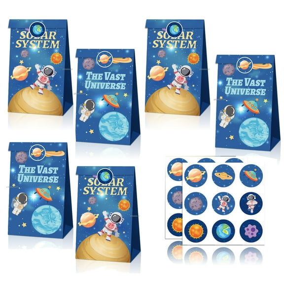 12 PCS Outer Space Goodie Bags Astronaut Gift Bags Space Party Favors Bags Universe Party Bags