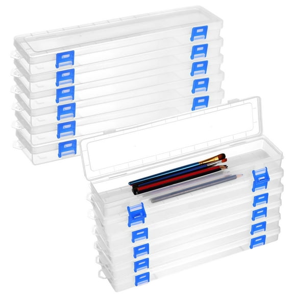 12 Pcs Paint Brush Holders, Translucent Plastic Paint Brush Case Organizers, Drawing Tools Storage Box Long Paint Brush Cases, Watercolor Pen Pencil Containers with Buckle Closure