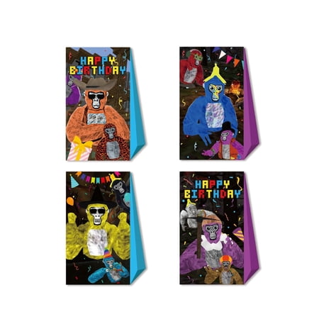 12 PCS Party Favor Candy Bags for Anime Game Themed Birthday Supplies Decor Kraft Paper Gift Bag.