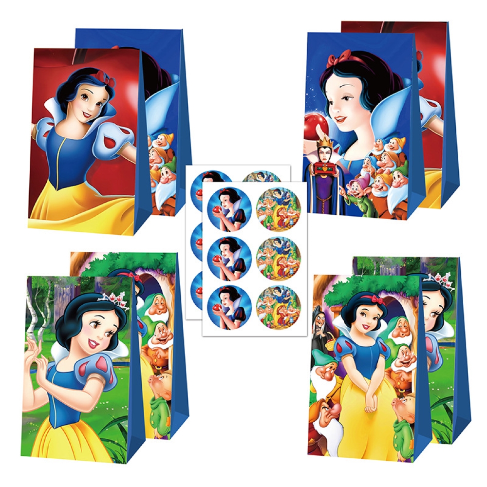 12 pcs party favor candy bags for snow white cartoon themed birthday