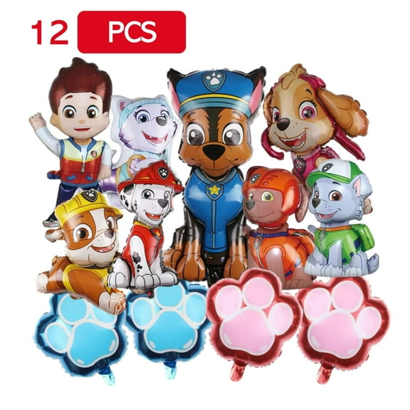 12 PCS Paw Patrol Foil Balloons, Paw Patrol Birthday Party Supplies