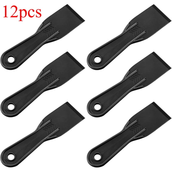 12 PCS Plastic Putty Knife, 2 Inch Black Flexible Putty Knife Scraper, Used for Repairing Walls, Pasting Plaster, Scraping Putty Plastic Putty Knife Scraper