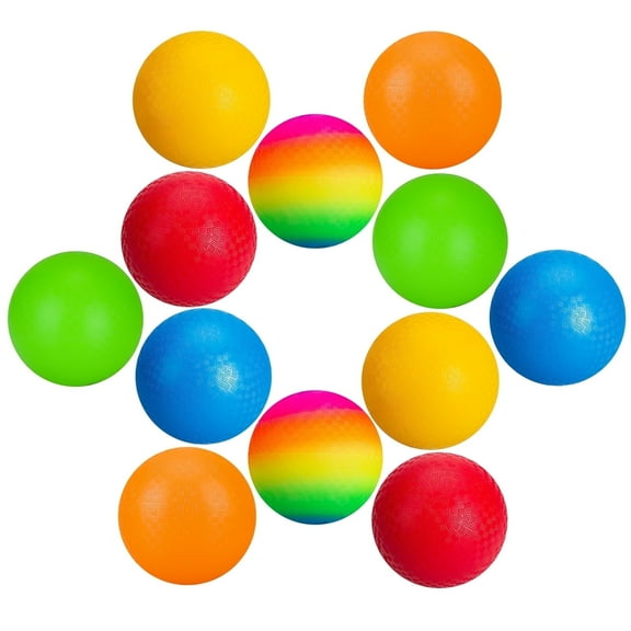 PLAYZAP Playground Balls - 8.5 Inch (12-Pack) Kickball Dodgeball Rubber Bouncy Inflatable Balls for Kids Adults, Indoor & Outdoor ball Games, Four Square, Recess, Dodge Ball, Handball W/air Pump