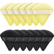 12 PCS Powder Puff Triangle Makeup Puffs for Loose Setting Powder Face Body, Foundation Blender Velour Setting Powder Puff, Super Soft Eye Makeup Wedges Beauty Tools (6 Black 6 Yellow)