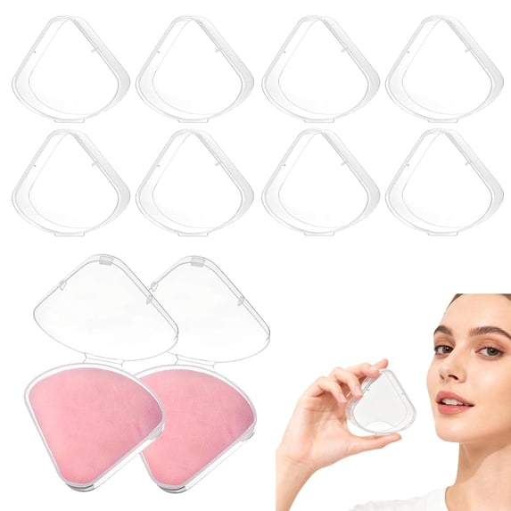 12 PCS Powder Puffs Holder Cases Triangle Makeup Container Clear Beauty Blender Storage Reusable Sponge Portable Cosmetic Puff Box Pocket for Travel