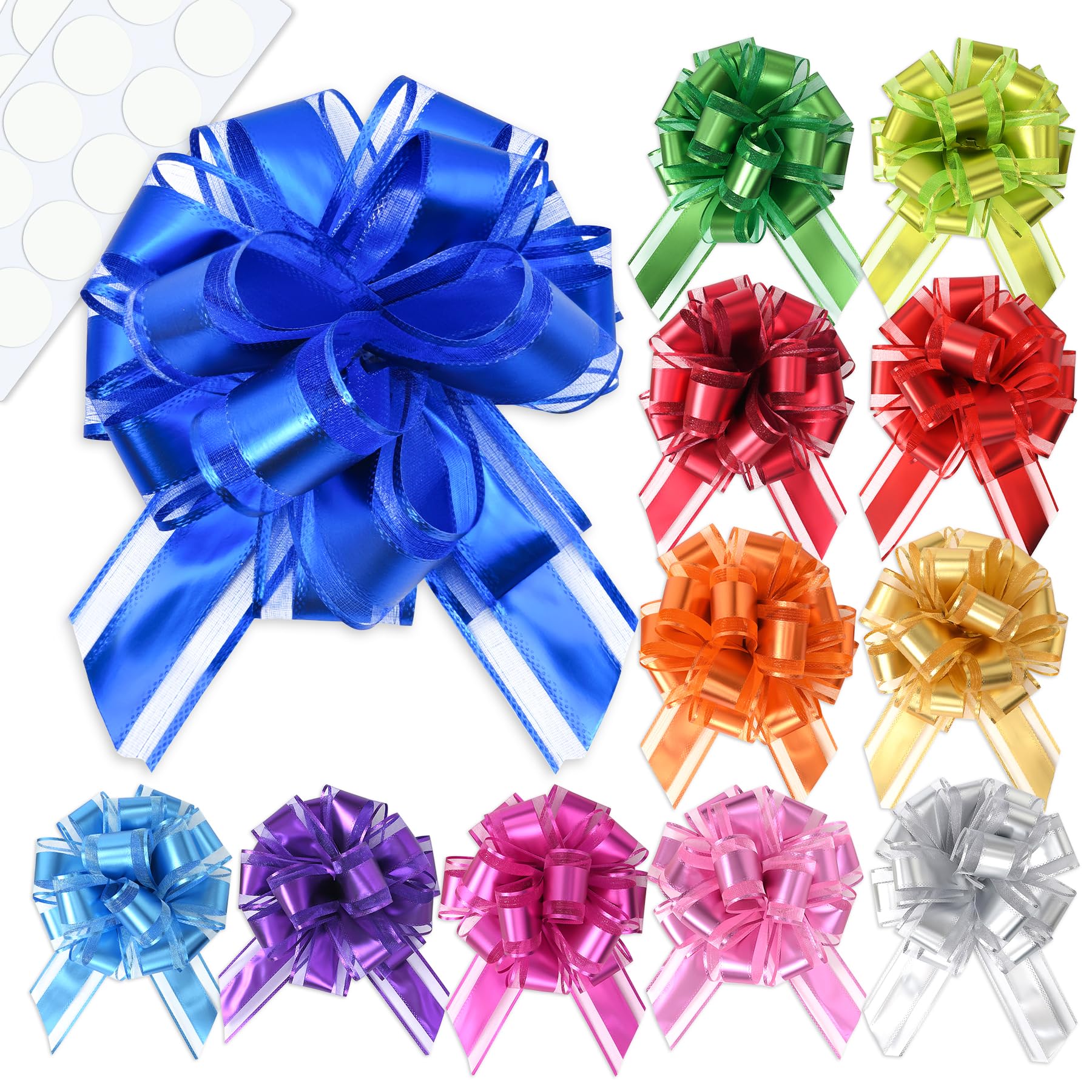 Bdf Button Ribbon 12 PCS Pull Bows BDF32 for Gift Wrapping, Inch Multiple Colors Big Gift ...