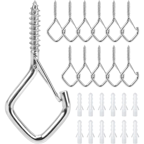 12 PCS Q-Hanger Hooks for String Lights, Ceiling Hangers for Plants & Wind Chimes, Christmas Decorations Outdoor Hooks 304 Stainless Steel
