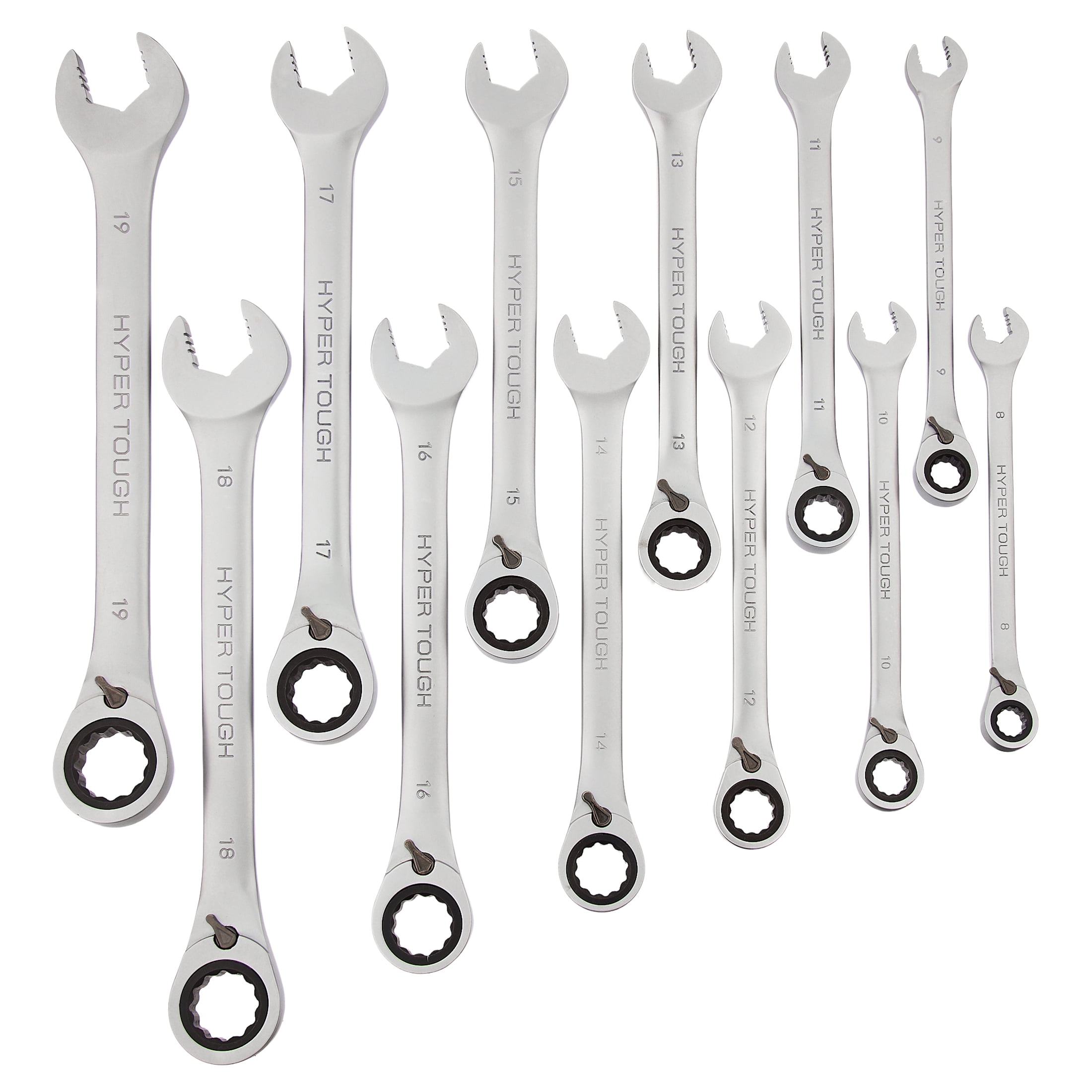 Hyper Tough Reversible Ratcheting Wrench Set, Metric, 12 Pie