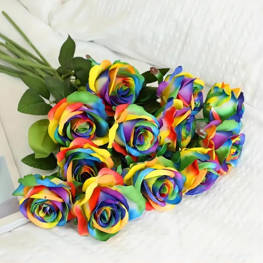 24K Gold Plated Real Rose - Gypsy Rainbow Gold 11-12 Inch Preserved Rose In Gift Box