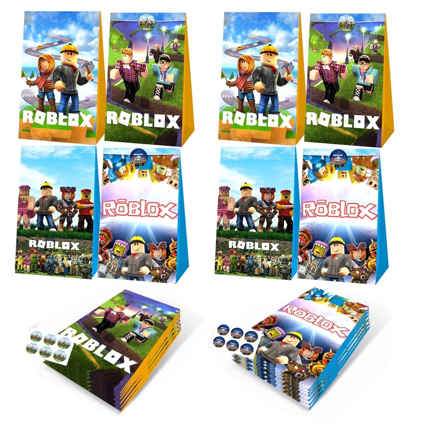 12 PCS Roblox Gift Bags Favor Bags Birthday Party Gift Bags Pixel Style Gamer Party Supplies Roblox Goodie Bags