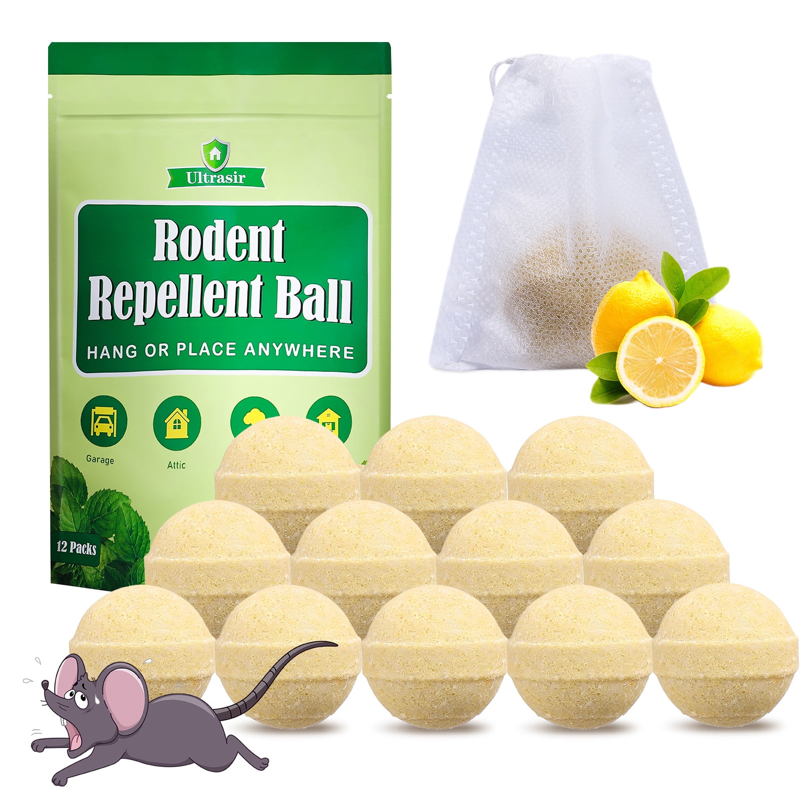 12 PCS Rodent Repellent Balls, Squirrel Repellent Balls, Peppermint Oil