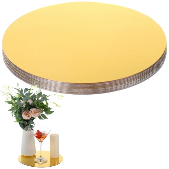 12 PCS Round Mirrors Centerpieces, 9.8 in Acrylic Round Golden Mirror Trays, Circle Mirror Candle Plate, Table Decor Mirror Tray for Weddings, Showers, Birthday Parties, Special Events