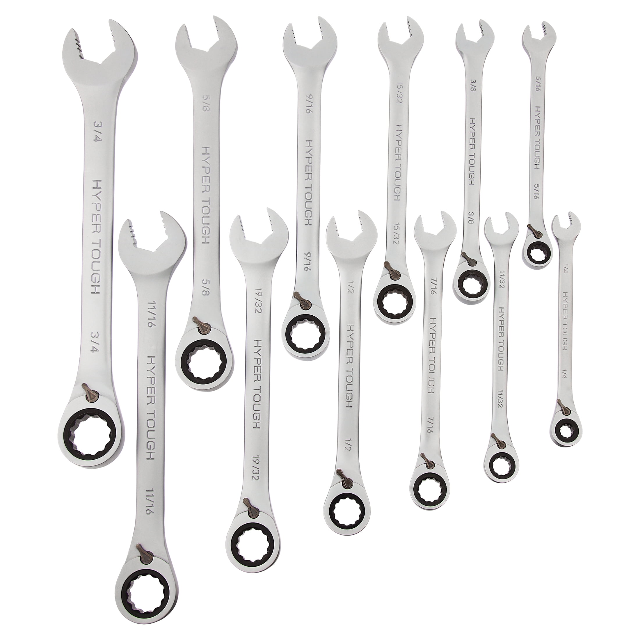 Hyper Tough Reversible Ratcheting Wrench Set, SAE, 12 Pieces