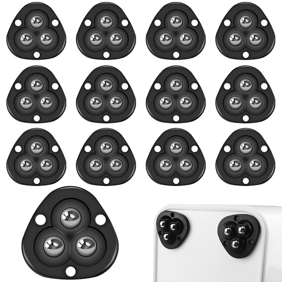 12 PCS Self Adhesive Mini Caster Wheels 360 Rotation, Mini Appliance Wheels Stick On, Stickable Casters Wheels Peel and Swivel for Kitchen Appliance Small Furniture Trash Can Storage Box Coffee Maker