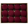 thumbnail image 1 of 12 PCS Set of Dark Color Velvet Flocked Christmas Ball Ornaments for Tree Decorations Festive Home Accents and Holiday Celebrations with Multidimensional Texture, 1 of 8