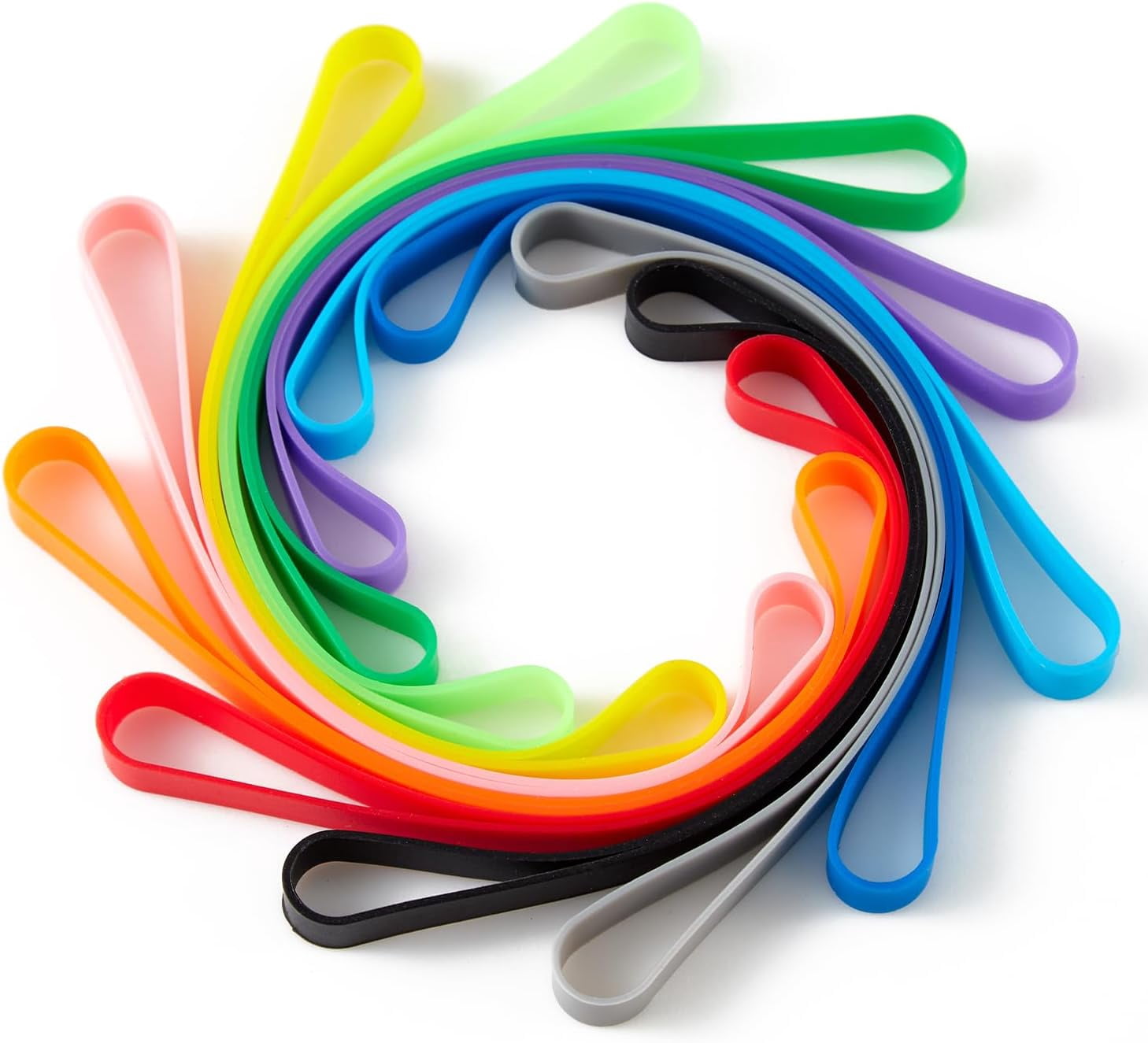 20Pcs Yellow Silicone Rubber Bands - 4.33 Inch Flat Elastic Bands For Organizing, Bundling, Cord Wrapping