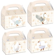 12 PCS Silly Goose Beige Gingham Party Treat Boxes Bithday Party Favor Gift Goodies Box One Silly Goose First Bithday Baby Shower Decorations