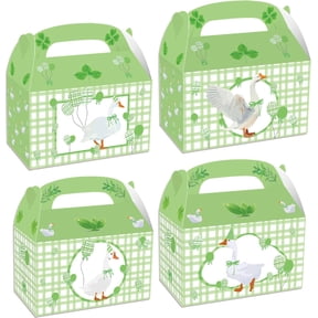12 PCS Silly Goose Green Gingham Party Treat Boxes Bithday Party Favor Gift Goodies Box One Silly Goose First Bithday Baby Shower Decorations