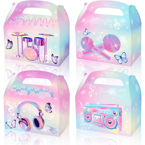 12 Pieces Music Themed Party Gift Box Birthday Party Supplies Snack Box Wedding Bridal Shower Candy Bag
