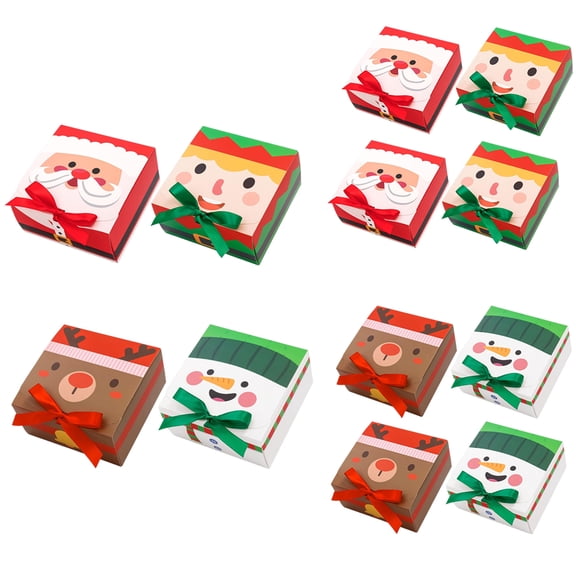 12 PCS Small Christmas Gift Boxes with Lids & Ribbons,Ideal for Candy,Cookies & Christmas Party Favors