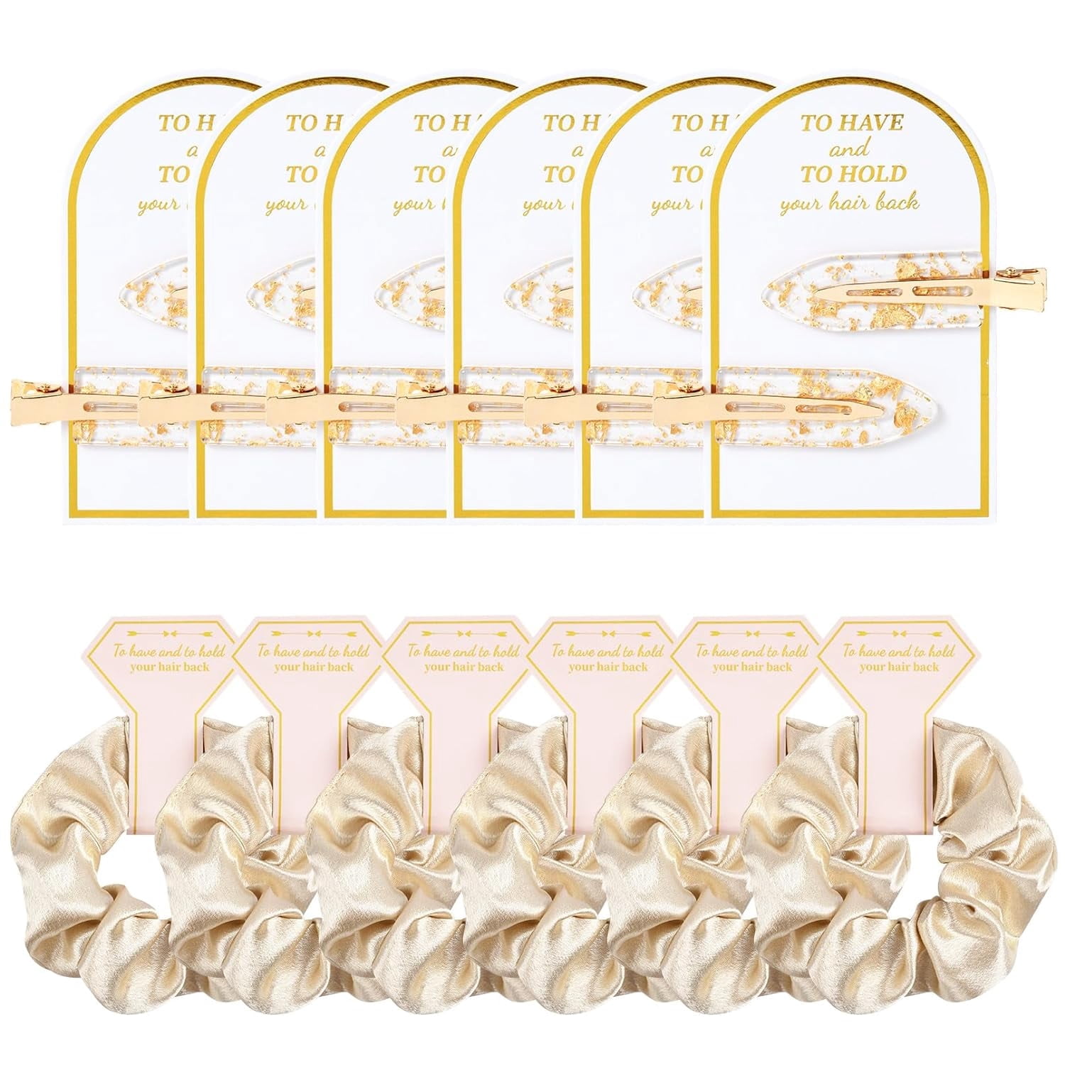 12 PCS Soft Silk Satin Hair Accessories - Scrunchies, Hair Clips for Bridal Shower Gifts, Wedding Favors for Women and Girls