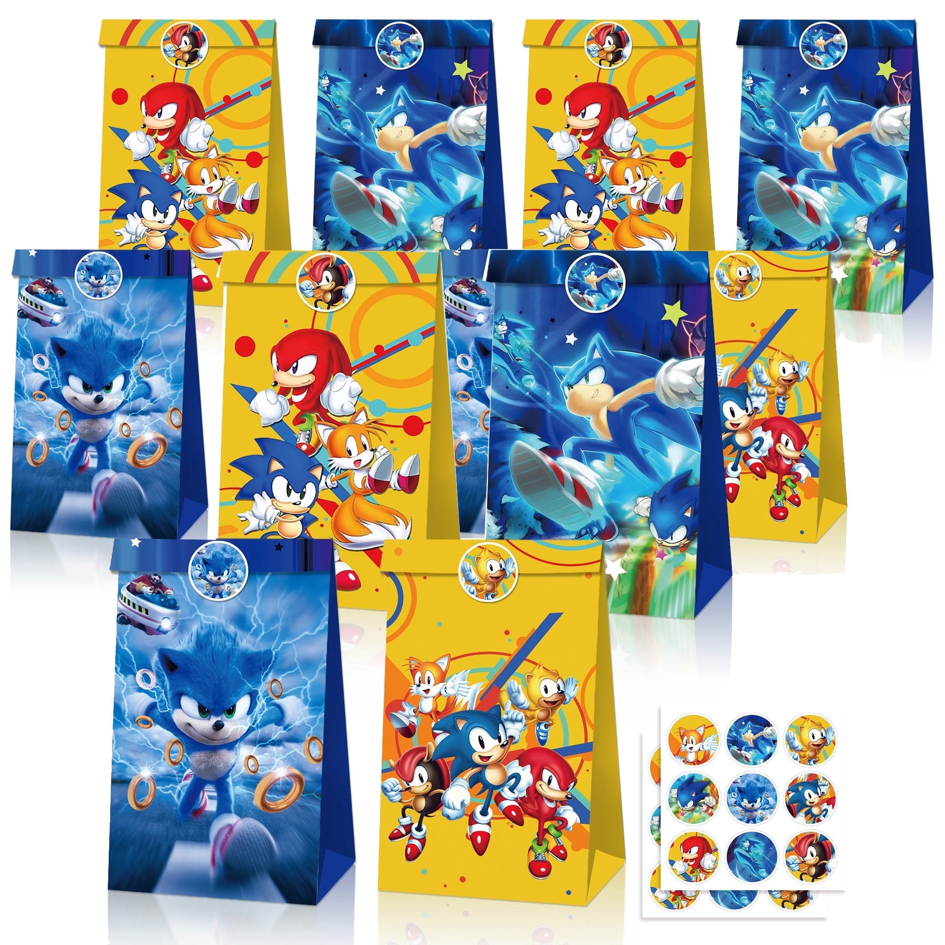 12 PCS Sonic Gift Bags  Birthday Party Gift Bags Party Flavors Bags Super Sonic Favor Bags Sonic Goodie Bags
