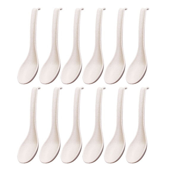 12 PCS Soup Spoon, ECO Friendly Dinner Spoon,Made of PP, Easy Clean,Dishwasher Safeecru
