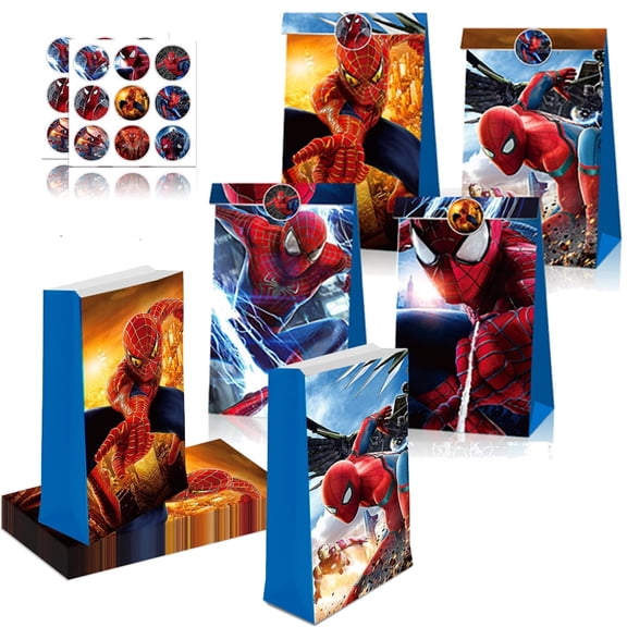12 PCS Spiderman Flavor Bags Superhero Gift Bags Spiderman Gift Bags Hero Party Goody Bags Birthday Party Bags