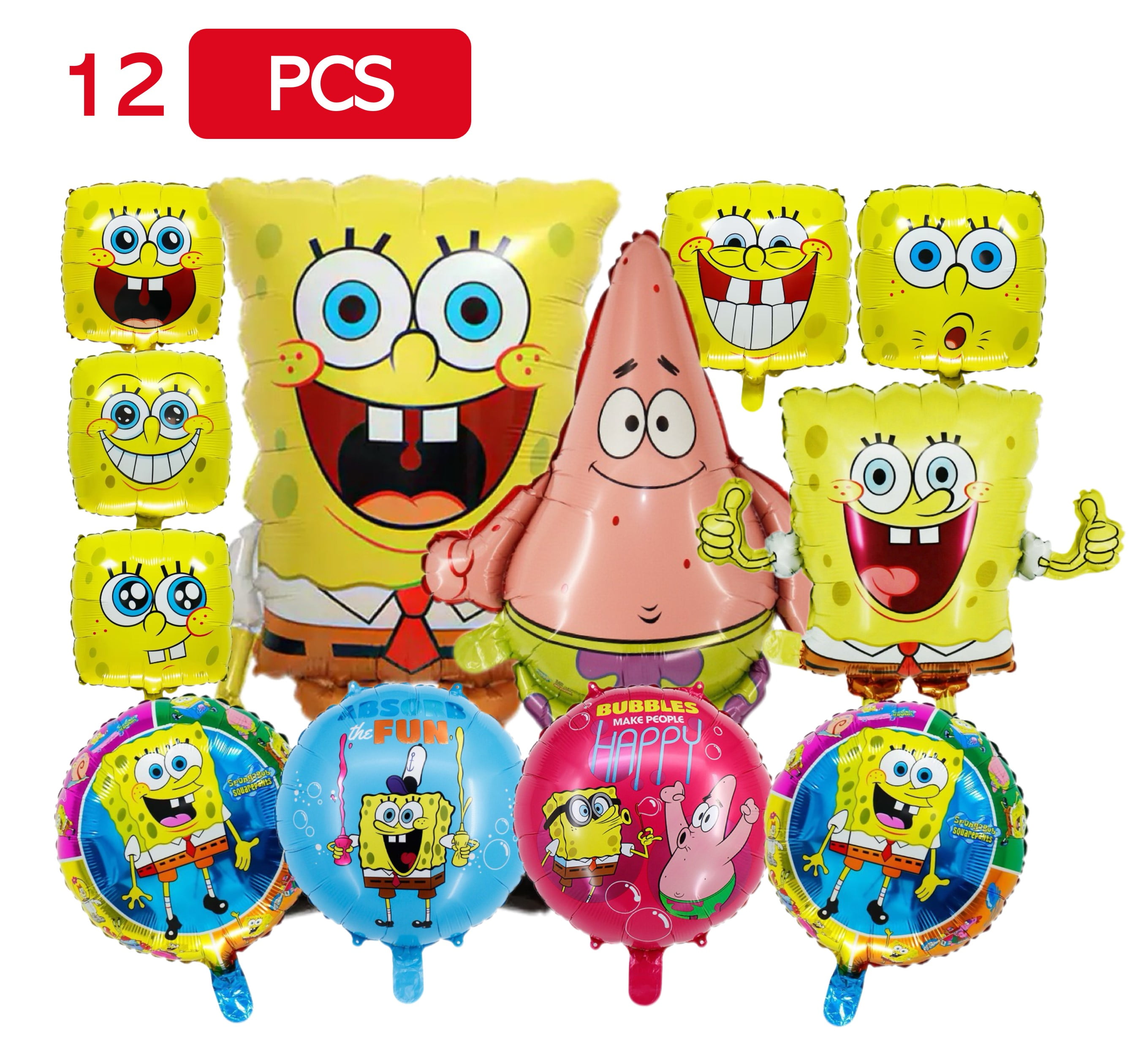 12 PCS SpongeBob Foil Balloons, SpongeBob Birthday Party Supplies