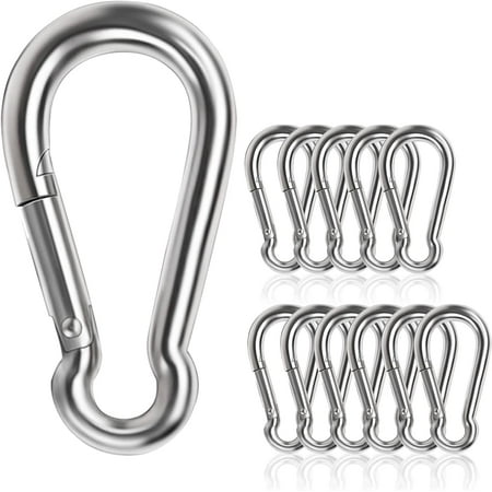 12 PCS Spring Snap Hook, 304 Stainless Steel Carabiner Clip Metal Clip Anti-Rust Durable