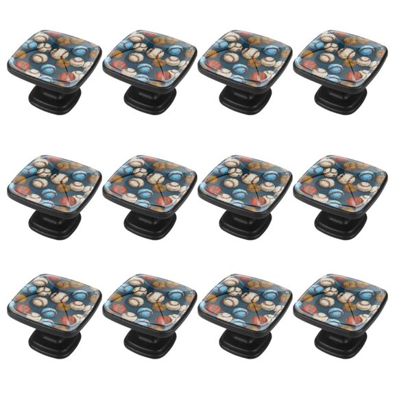 12 PCS Square Cabinet Knobs Baseball Drawer Handles Pull with Screws for Home, Office, Kitchen, Bathroom Cabinet, Dresser and Cupboard